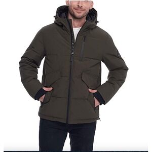 Alpine North Banff Men's Vegan Down Mid-Weight Quilted Puffer Jacket Olive Small